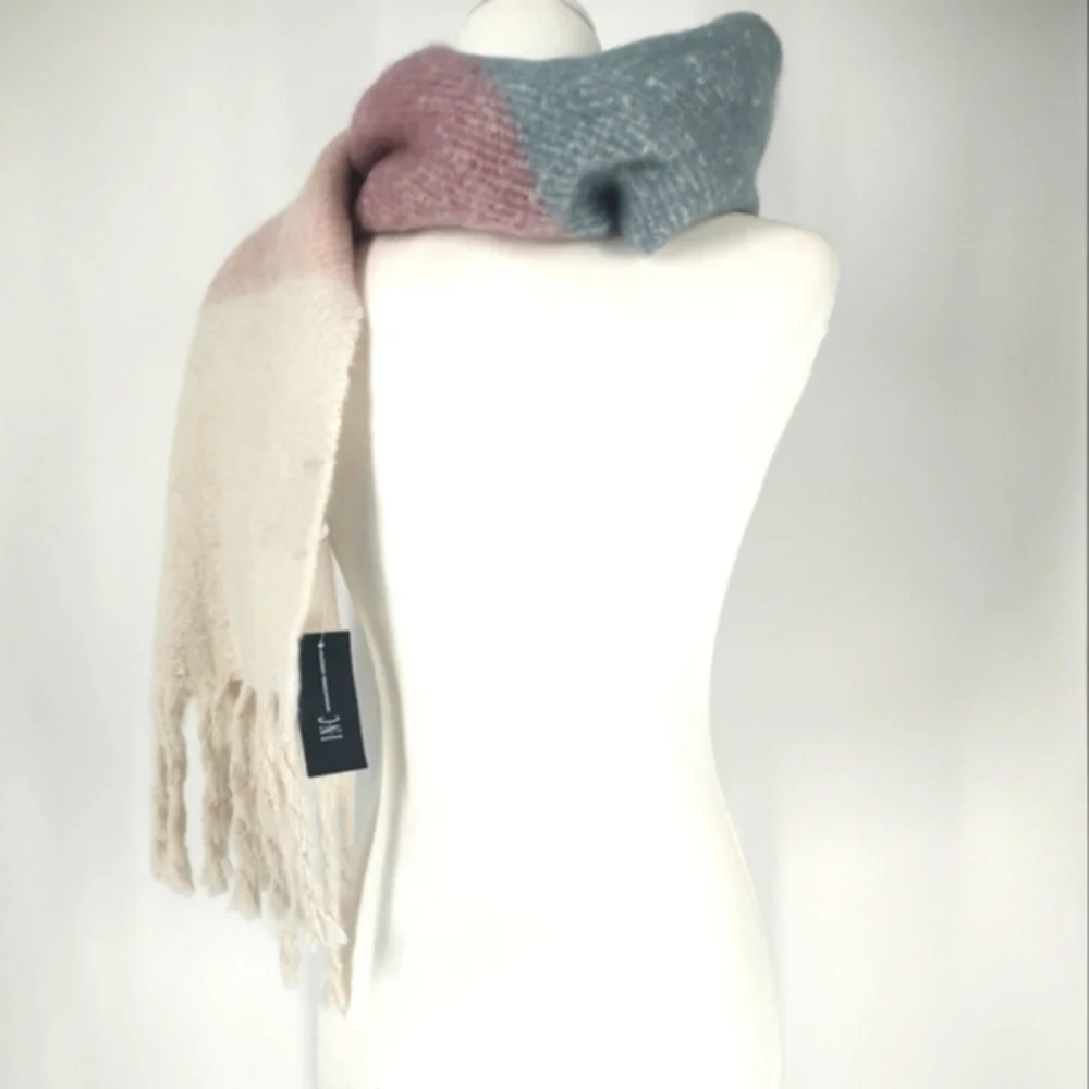Inc Unisex Multi Colored Fringe Scarf